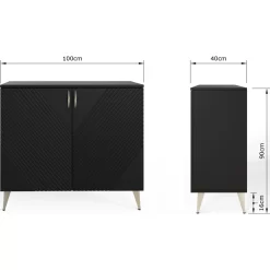 Frank Olsen AVA Two-Door Tall Sideboard Black 1000mm